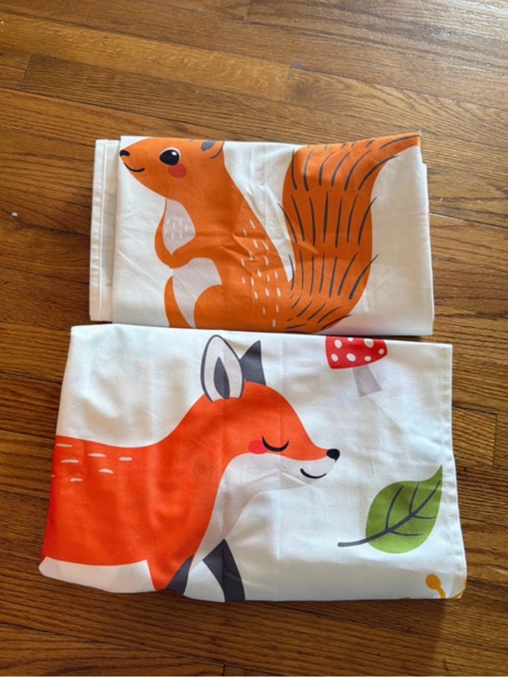 Vintage Whimsical Woodland Nursery Curtains - Pair of 2 - Fox Squirrel Bird
